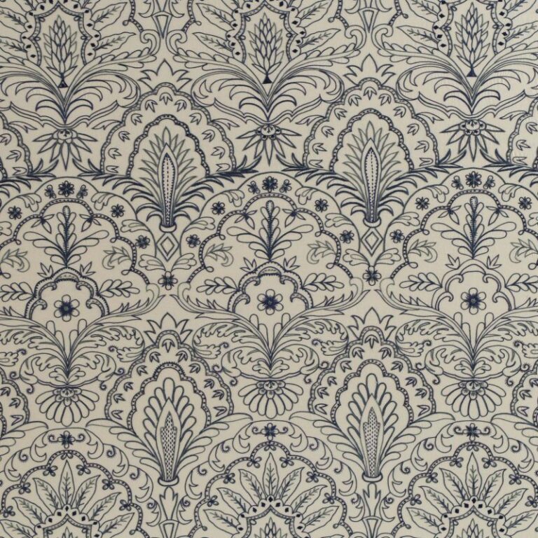 ACANTHUS LEAF CREWELWORK IN BLUE