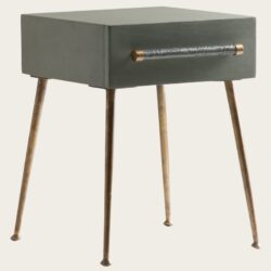 BEDSIDE TABLE ONE DRAWER WICKER HANDLE BRASS TRIM & LEGS