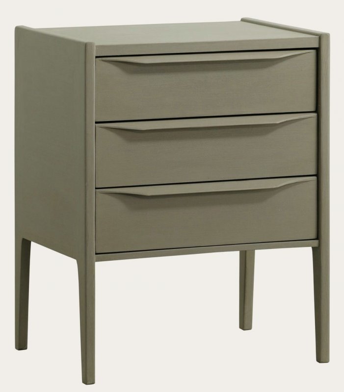 BEDSIDE TABLE WITH THREE DRAWERS & LIP HANDLES