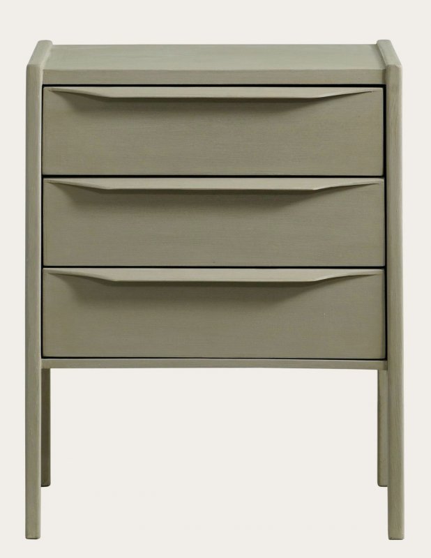 BEDSIDE TABLE WITH THREE DRAWERS & LIP HANDLES