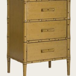 FAUX BAMBOO BEDSIDE TABLE WITH THREE DRAWERS