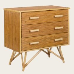 SPLIT CANE BAMBOO CHEST WITH THREE DRAWERS