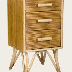 SPLIT CANE BEDSIDE TABLE WITH THREE DRAWERS
